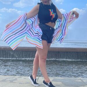 Rainbow Striped Kimono